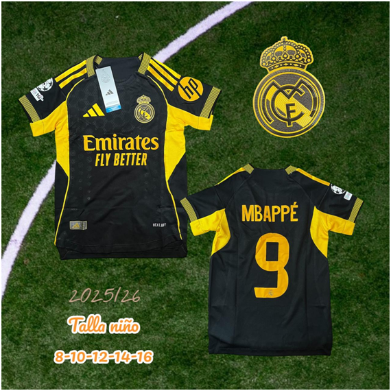 CAMISETA TRIPLE AAA REAL MADRID SPECIAL EDITION NEGRO/AMARILLO 2025